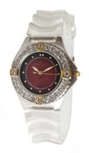 Supernova by Avalon Silver-Tone Gold Accented Stone Bezel Transparent Strap # 8208-2