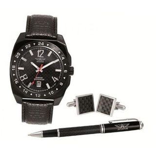 Aviator Pen, Cufflink & Genuine Leather Strap Gift Set AVX1899G2
