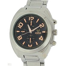 Aviator Sports Chrono Effect Black Dial