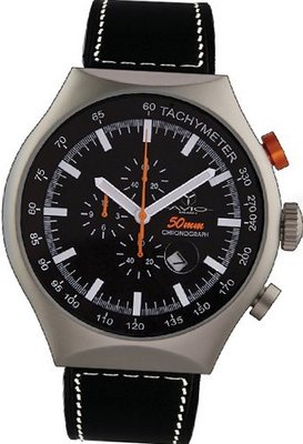 50 MM SILVER Aluminum Case Chronograph Tachymeter Date