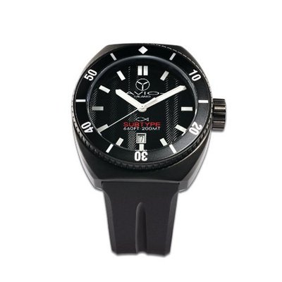 Avio Milano Quartz with Black Dial Analogue Display and Black Rubber Strap SUB BK BK