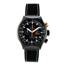 Avio Milano Quartz with Black Dial Chronograph Display and Black Leather Strap 45 MM BLACK