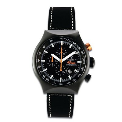 Avio Milano Quartz with Black Dial Chronograph Display and Black Leather Strap 45 MM BLACK