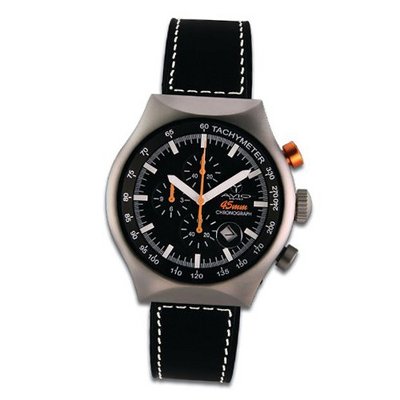 Avio Milano Quartz with Black Dial Chronograph Display and Black Leather Strap 45 MM SILVER