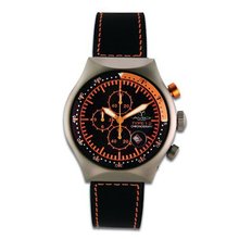 Avio Milano Quartz with Black Dial Chronograph Display and Black Leather Strap 45 MM TP ORANGE