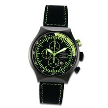 Avio Milano Quartz with Black Dial Chronograph Display and Black Leather Strap 45 MM TP YELLOW