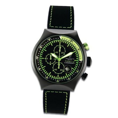 Avio Milano Quartz with Black Dial Chronograph Display and Black Leather Strap 45 MM TP YELLOW