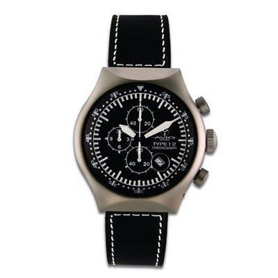 Avio Milano Quartz with Black Dial Chronograph Display and Black Leather Strap 45 MM TYPE G