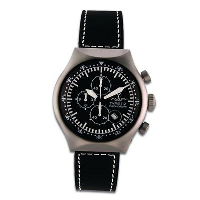 Avio Milano Quartz with Black Dial Chronograph Display and Black Leather Strap 45 MM TYPE S
