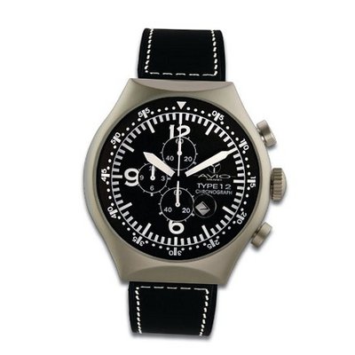 Avio Milano Quartz with Black Dial Chronograph Display and Black Leather Strap 50 MM TYPE G
