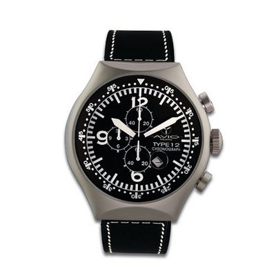 Avio Milano Quartz with Black Dial Chronograph Display and Black Leather Strap 50 MM TYPE S
