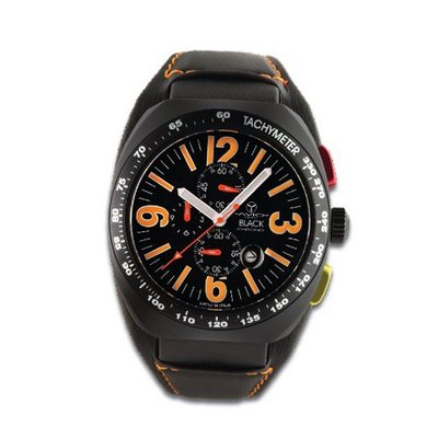 Avio Milano Quartz with Black Dial Chronograph Display and Black Leather Strap BK 4802