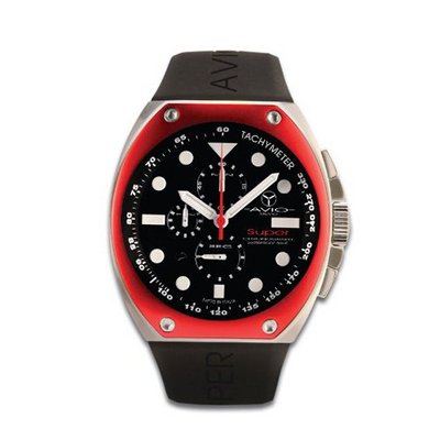 Avio Milano Quartz with Black Dial Chronograph Display and Black Rubber Strap SA AC 2001