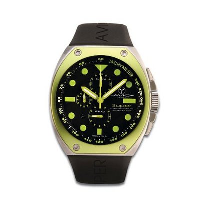 Avio Milano Quartz with Black Dial Chronograph Display and Black Rubber Strap SA AC 2003
