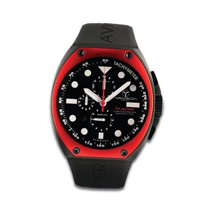 Avio Milano Quartz with Black Dial Chronograph Display and Black Rubber Strap SA BK 2001