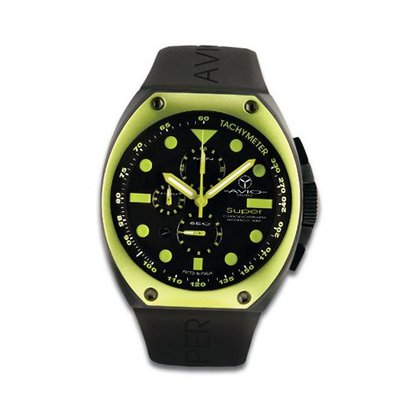 Avio Milano Quartz with Black Dial Chronograph Display and Black Rubber Strap SA BK 2003