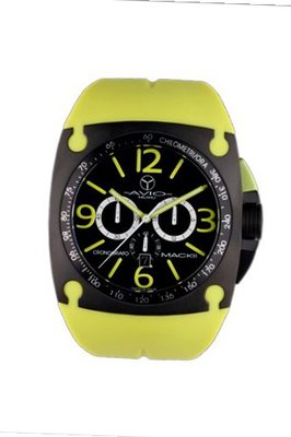 Avio Milano Quartz with Black Dial Chronograph Display and Green Rubber Strap MK BK 2003
