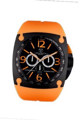 Avio Milano Quartz with Black Dial Chronograph Display and Orange Rubber Strap MK BK 2002