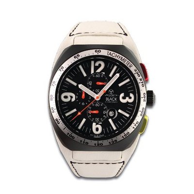 Avio Milano Quartz with Black Dial Chronograph Display and White Leather Strap BK 4804