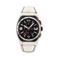 Avio Milano Quartz with Black Dial Chronograph Display and White Leather Strap BK 5501