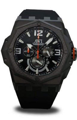 AWI Quartz Chronograph Stainless Steel/Carbon Fiber Top Ring/Black PVD Plating Case