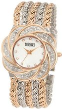 Badgley Mischka BA/1139MPRT Swarovski Crystals Accented Flower Bezel Two-Tone Bracelet