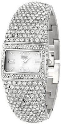 Badgley Mischka BA/1155MPSV Swarovski Crystal Covered Silver-Tone Bangle