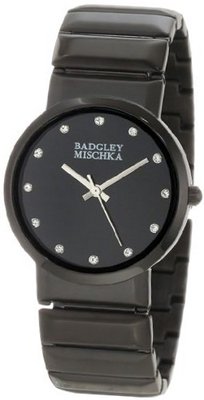 Badgley Mischka BA/1187BKBK Swarovski Crystal Accented Dial Black Ion-Plated Bracelet