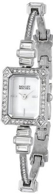 Badgley Mischka BA/1313WMSB Swarovski Crystal Accented Rectangular Silver-Tone Thin Bracelet