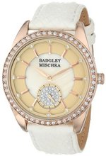 Badgley Mischka BA/1316PMRG Swarovski Crystal Accented Rose Gold-Tone White Snakeskin Strap