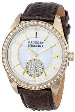 Badgley Mischka BA/1316WMBN Swarovski Crystal Accented Gold-Tone Brown Snakeskin Strap
