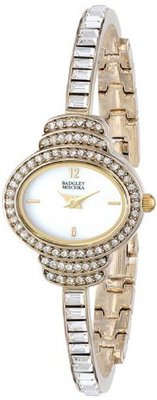 Badgley Mischka BA/1320WMGB Swarovski Crystal Accented Oval Gold-Tone Thin Bracelet