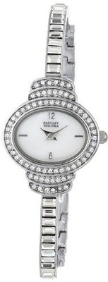 Badgley Mischka BA/1321WMSB Swarovski Crystal Accented Oval Silver-Tone Thin Bracelet