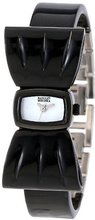 Badgley Mischka BA1179MPBK Silver-Tone Black Plastic Bow Shaped Bangle Bracelet