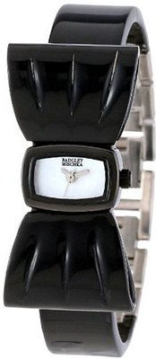 Badgley Mischka BA1179MPBK Silver-Tone Black Plastic Bow Shaped Bangle Bracelet