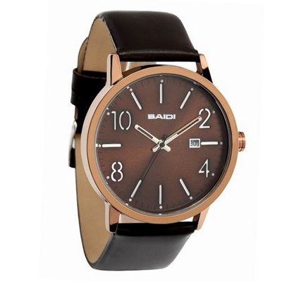 Baidi BBD-73010B "Easy Reader" Analog Black Leather Strap Casual