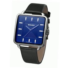 Baidi BBD-73013B Japan Quartz Blue Square Dial Black Leather Strap -Simple Leisure Style