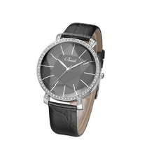 Baidi BBD-795B Black Leather Strap Black Big Dial Crystal Rhinestone Accented Wrist