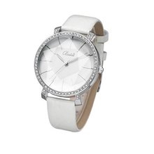 Baidi BBD-795W White Leather Strap + White Dial Crystal Rhinestone Accented Wrist