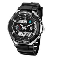 Baidi BBD-AK1170S Analog + Digital Sport Multifunctional-el Backlight /Alarm/timer, Casual,sport Black + Silver Wrist for /Boys' Waterproof Perfect for Gifts
