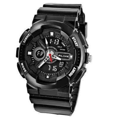Baidi BBD-AK1383B Sport Analog-Digital Multi-Function Waterproof Black Rubber Strap