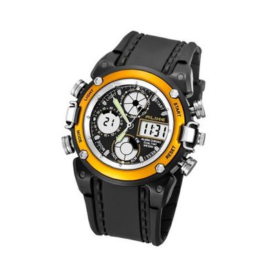 Baidi BBD-AK7110Y Yellow-Tone and Black Rubber Strap Analog-Digital Sport
