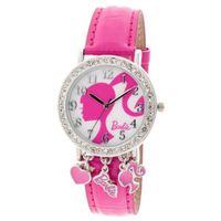 Barbie Girls BARAQ088 Analog with Crystal Accents Cute Charms and Dark Pink Strap