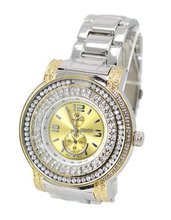 2 Tone Clubbing Ice Out Hip Hop  50mm Crystal Bezel Link Bracelet