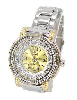 2 Tone Clubbing Ice Out Hip Hop  50mm Crystal Bezel Link Bracelet