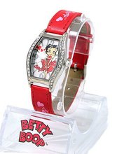 Betty Boop Silver Tone 24mm Bezel . Red Strap