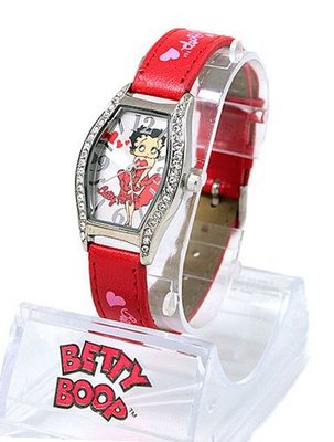 Betty Boop Silver Tone 24mm Bezel . Red Strap