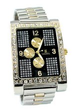 Big Dress 2 Tone 57.5x39mm Cz Bezel Link Bracelet