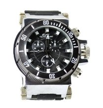 Big Heavy Sports Dress Steel Tone Block Case 69mm Black Bezel