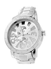 Big Silver Tone Hiphop Textured Cz 50mm Case Metal Link Bracelet